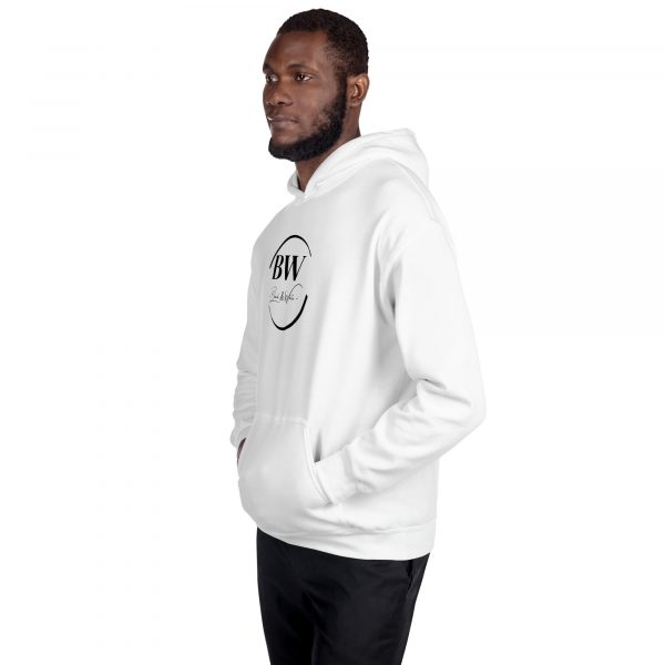 Sweat à Capuche Blanc Doux Homme Black&White Logo Centre Imprimé – Image 5