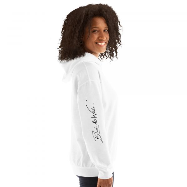 Sweat à Capuche Blanc Doux Femme Black&White Imprimé Manche