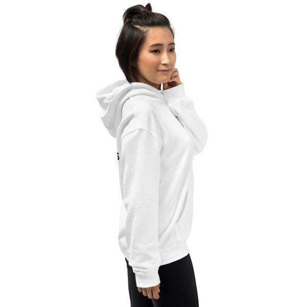 Sweat à Capuche Sport "Black&White" Blanc Femme "J'ai des écouteurs !" – Image 3