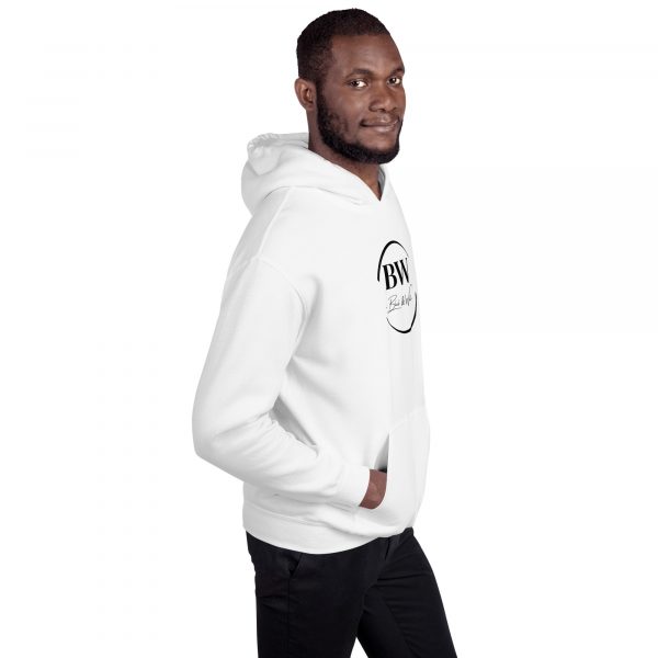 Sweat à Capuche Blanc Doux Homme Black&White Logo Centre Imprimé – Image 4