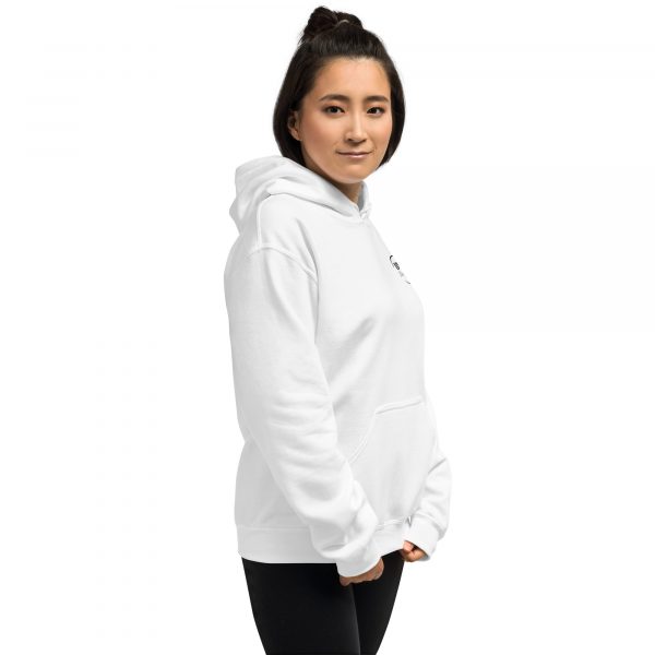 Sweat à Capuche Sport "Black&White" Blanc Femme "J'ai des écouteurs !" – Image 4