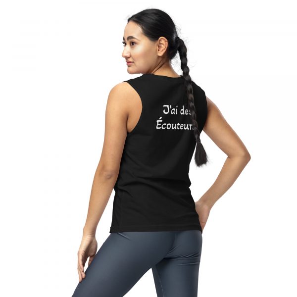 Débardeur Sport "B&W" Noir Femme "J'ai des écouteur." – Image 3