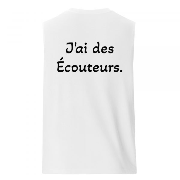 Débardeur Sport "B&W" Blanc Homme "J'ai des écouteur." – Image 3