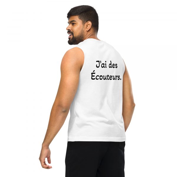 Débardeur Sport "B&W" Blanc Homme "J'ai des écouteur." – Image 4