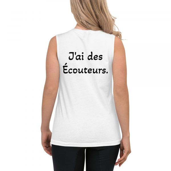 Débardeur Sport "B&W" Blanc Femme "J'ai des écouteur." – Image 3