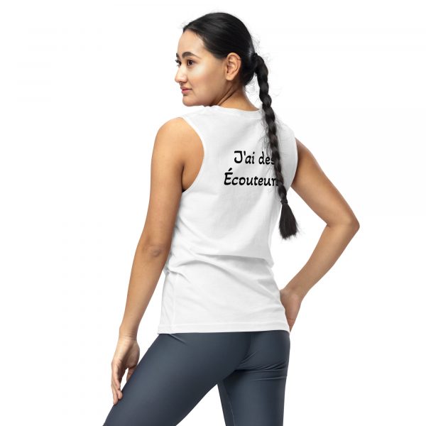 Débardeur Sport "B&W" Blanc Femme "J'ai des écouteur." – Image 4