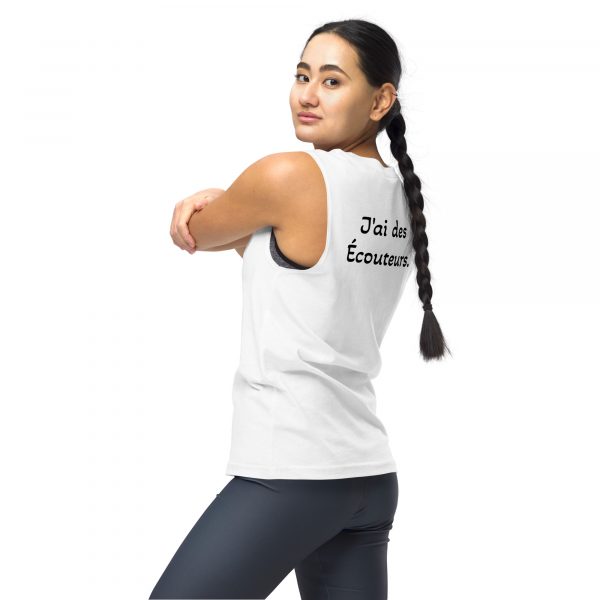 Débardeur Sport "B&W" Blanc Femme "J'ai des écouteur." – Image 5