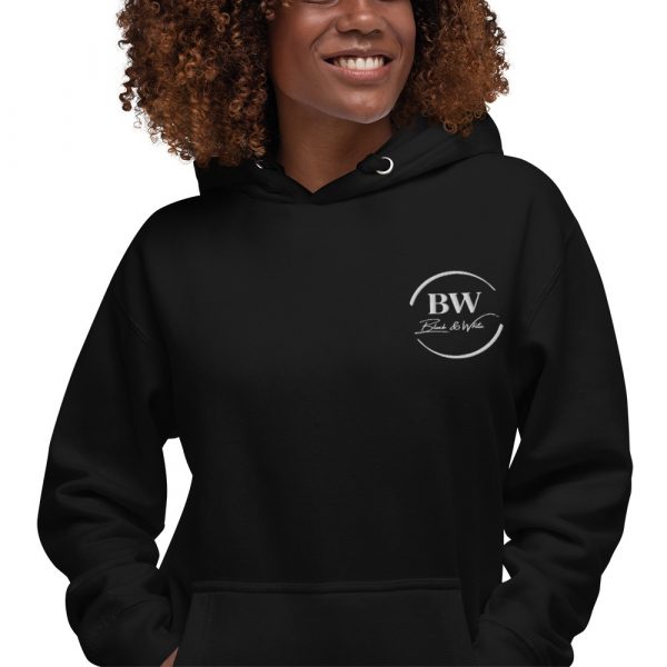 Sweat à Capuche Premium Femme "Black&White" Noir Logo Brodé – Image 2