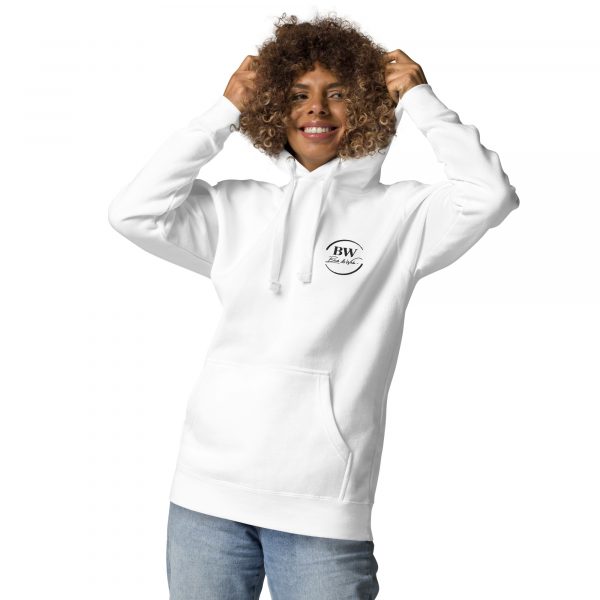 Sweat à Capuche Premium Femme "Black&White" Blanc Logo Brodé – Image 3