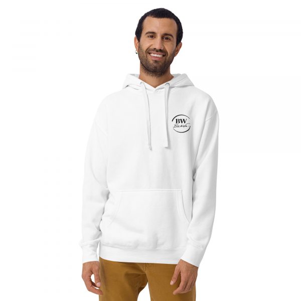 Sweat à Capuche Premium Homme "Black&White" Blanc Logo Brodé