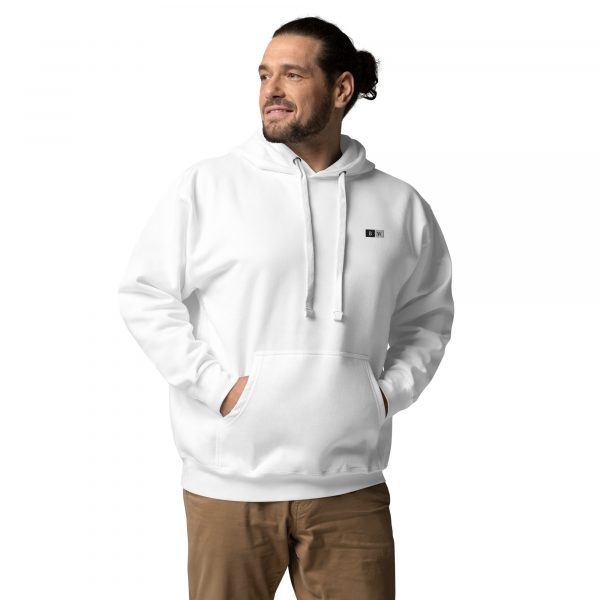 Sweat à Capuche Premium Homme « Black&White » Blanc Écusson Brodé
