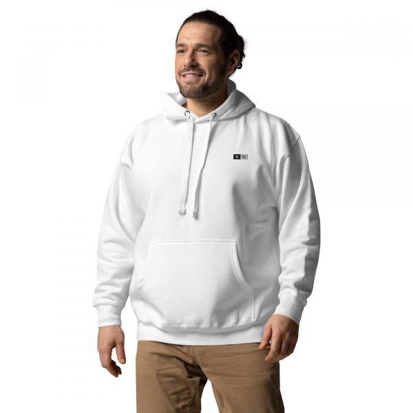 Sweat à Capuche Premium Homme « Black&White » Blanc Écusson Brodé – Image 4