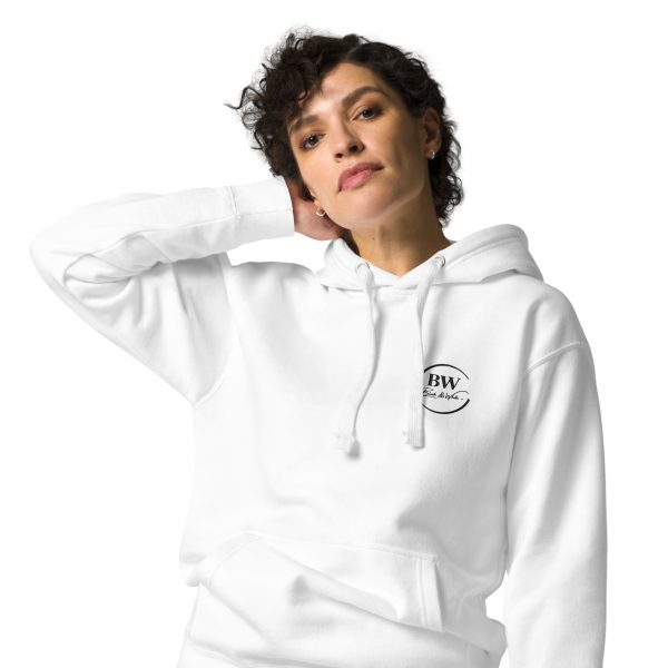 Sweat à Capuche Premium Femme "Black&White" Blanc Logo Brodé