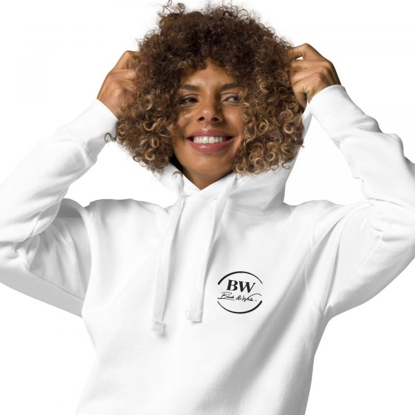Sweat à Capuche Premium Femme "Black&White" Blanc Logo Brodé – Image 2