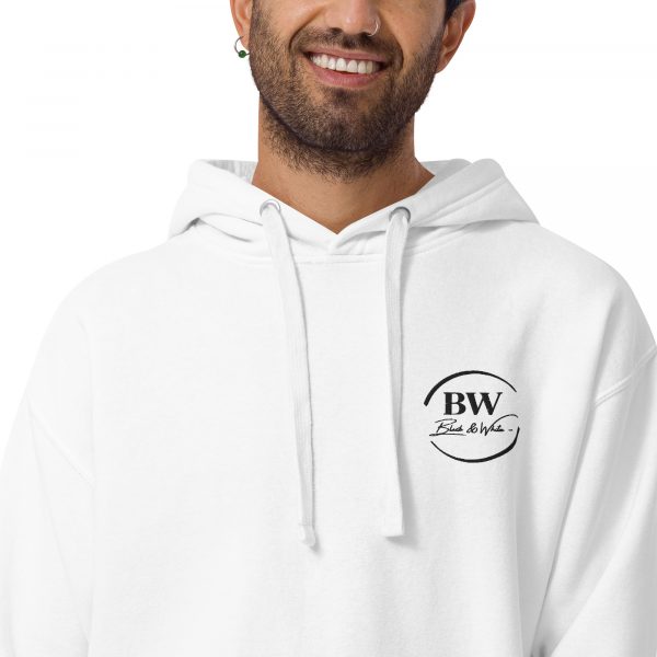 Sweat à Capuche Premium Homme "Black&White" Blanc Logo Brodé – Image 2