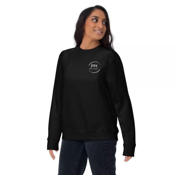 Sweatshirt Premium Femme "Black&White" Noir Logo Poitrine Brodé