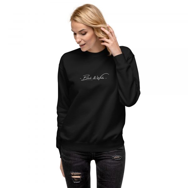 Sweatshirt Premium Femme "Black&White" Noir Poitrine Brodé – Image 3