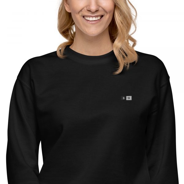 Sweatshirt Premium Femme "Black&White" Noir Écusson Brodé