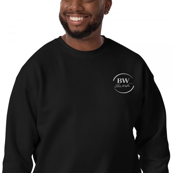 Pull Premium Homme "Black&White" Noir Logo Poitrine Brodé