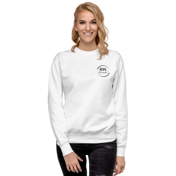 Sweatshirt Premium Femme "Black&White" Blanc Logo Poitrine Brodé