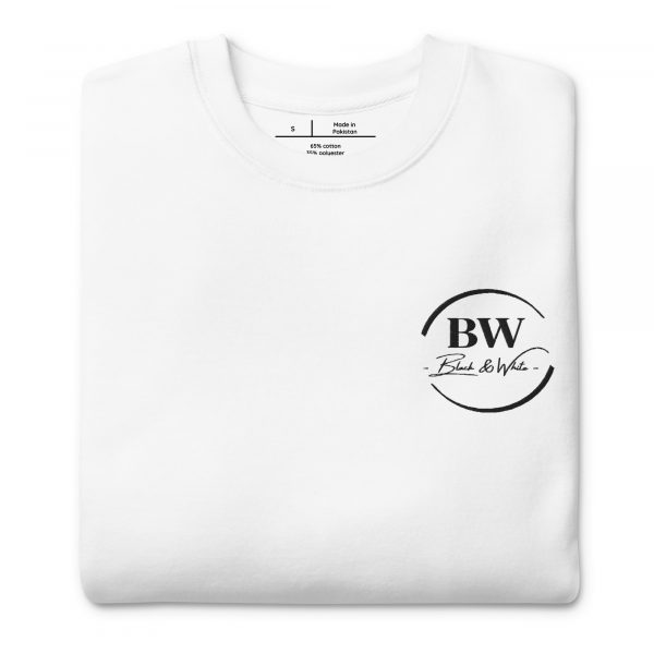 Sweatshirt Premium Femme "Black&White" Blanc Logo Poitrine Brodé – Image 3