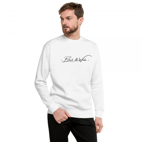 Pull Premium Homme "Black&White" Blanc Poitrine Brodé – Image 2