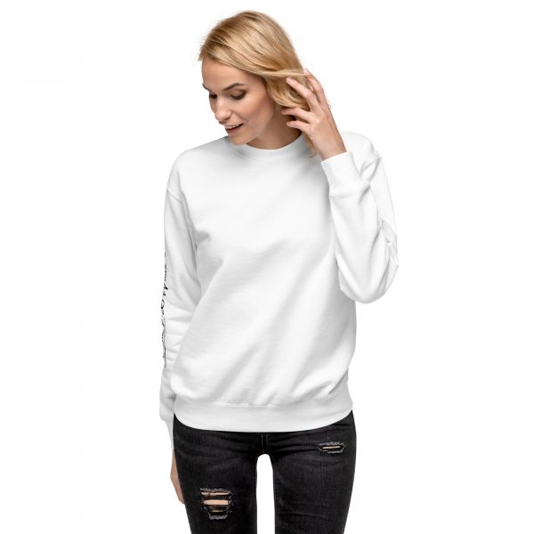 Sweatshirt Premium Femme "Black&White" Blanc Imprimé Manche – Image 4