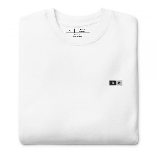 Sweatshirt Premium Femme "Black&White" Blanc Écusson Brodé – Image 2