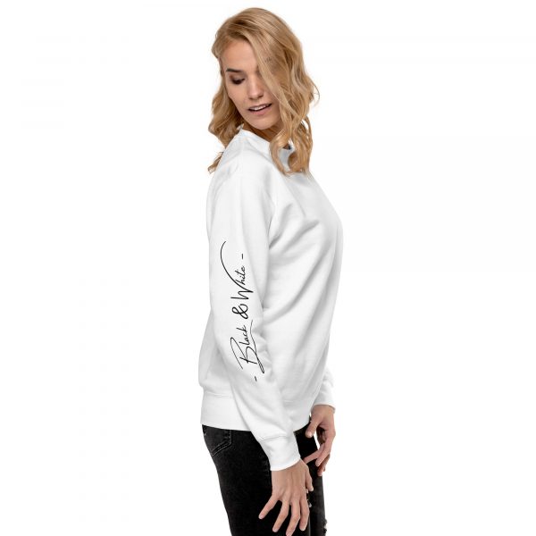 Sweatshirt Premium Femme "Black&White" Blanc Imprimé Manche – Image 3