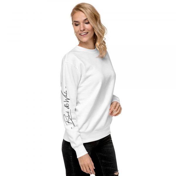 Sweatshirt Premium Femme "Black&White" Blanc Imprimé Manche
