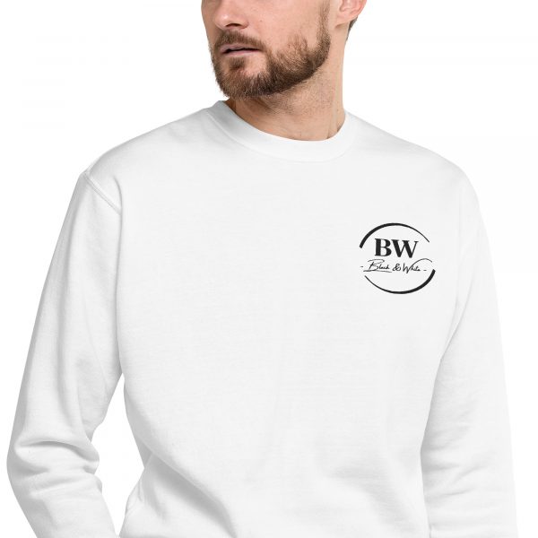 Pull Premium Homme "Black&White" Blanc Logo Poitrine Brodé