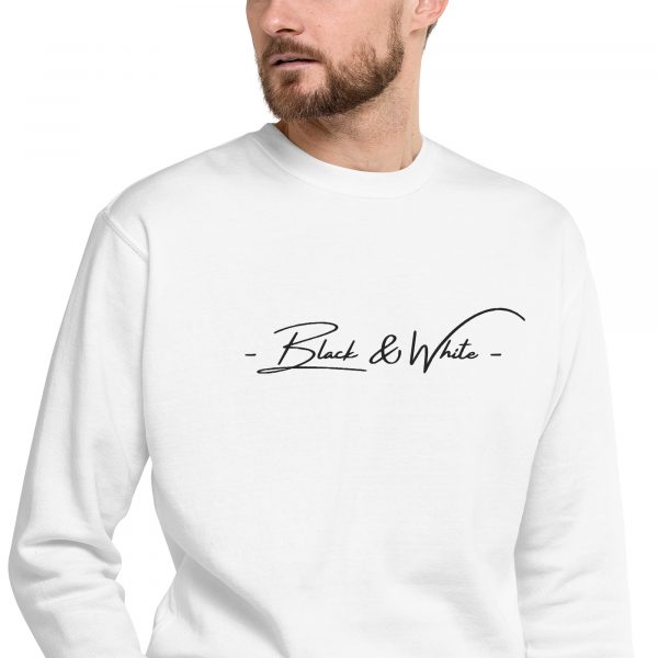 Pull Premium Homme "Black&White" Blanc Poitrine Brodé – Image 3
