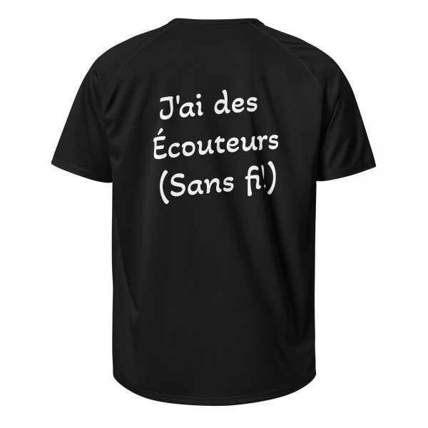T-Shirt Sport "Black&White" Noir Femme "J'ai des écouteurs..." – Image 2