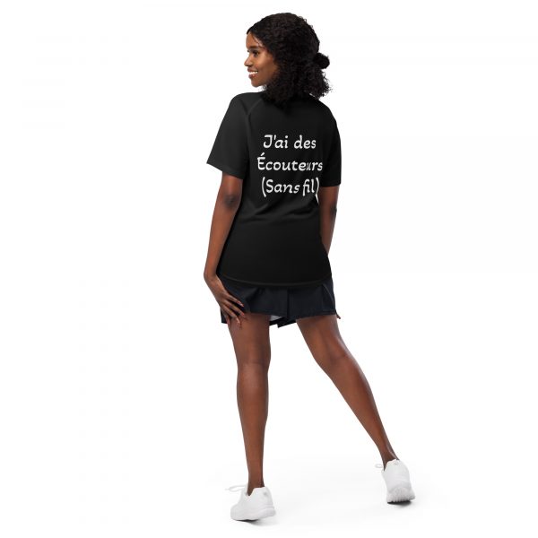 T-Shirt Sport "Black&White" Noir Femme "J'ai des écouteurs..." – Image 5