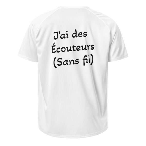 T-Shirt Sport "Black&White" Blanc Femme "J'ai des écouteurs..." – Image 3