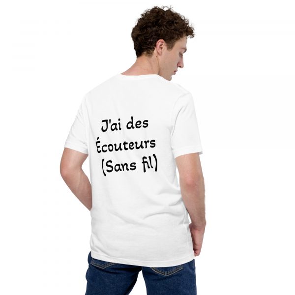 T-Shirt Sport Coton "Black&White" Blanc Homme "J'ai des écouteurs..." – Image 4