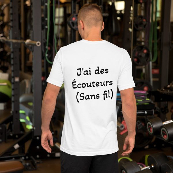 T-Shirt Sport Coton "Black&White" Blanc Homme "J'ai des écouteurs..." – Image 6
