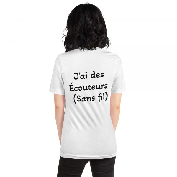 T-Shirt Sport Coton "Black&White" Blanc Femme "J'ai des écouteurs..." – Image 3