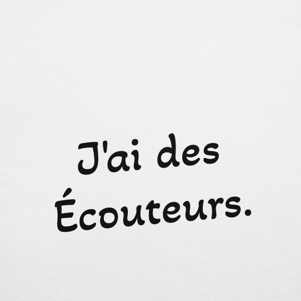 T-Shirt Sport Coton "Black&White" Blanc Femme "J'ai des écouteurs." – Image 2