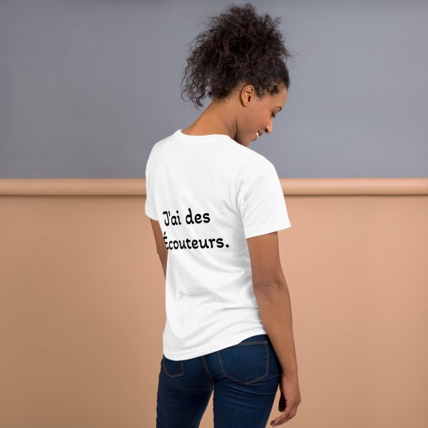 T-Shirt Sport Coton "Black&White" Blanc Femme "J'ai des écouteurs." – Image 3