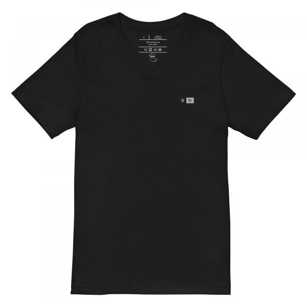 T-shirt Col V Femme "Black&White" Noir Écusson Brodé – Image 3