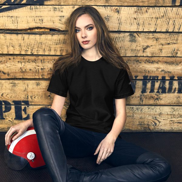 T-shirt Confortable et Élégant Femme "B&W" Noir Écusson Manche – Image 2
