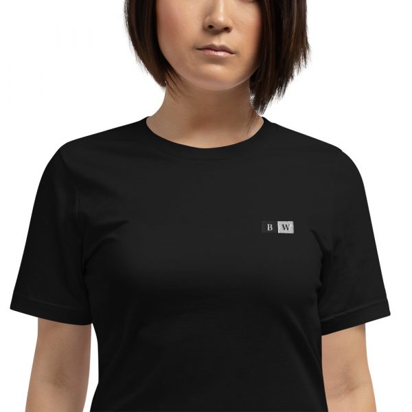 T-shirt Confortable et Élégant Femme "B&W" Noir Écusson – Image 5